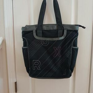 Y2K Style Roxy black tote bag protected laptop sleeve pocket school work travel